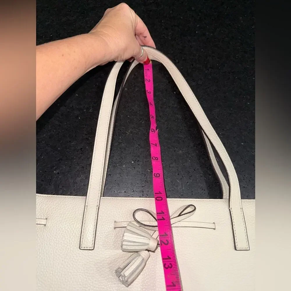 Kate Spade Hayes Ivory Pebbled Leather Double Handles Zip Tote Bag - NWT $379 - Picture 16 of 16
